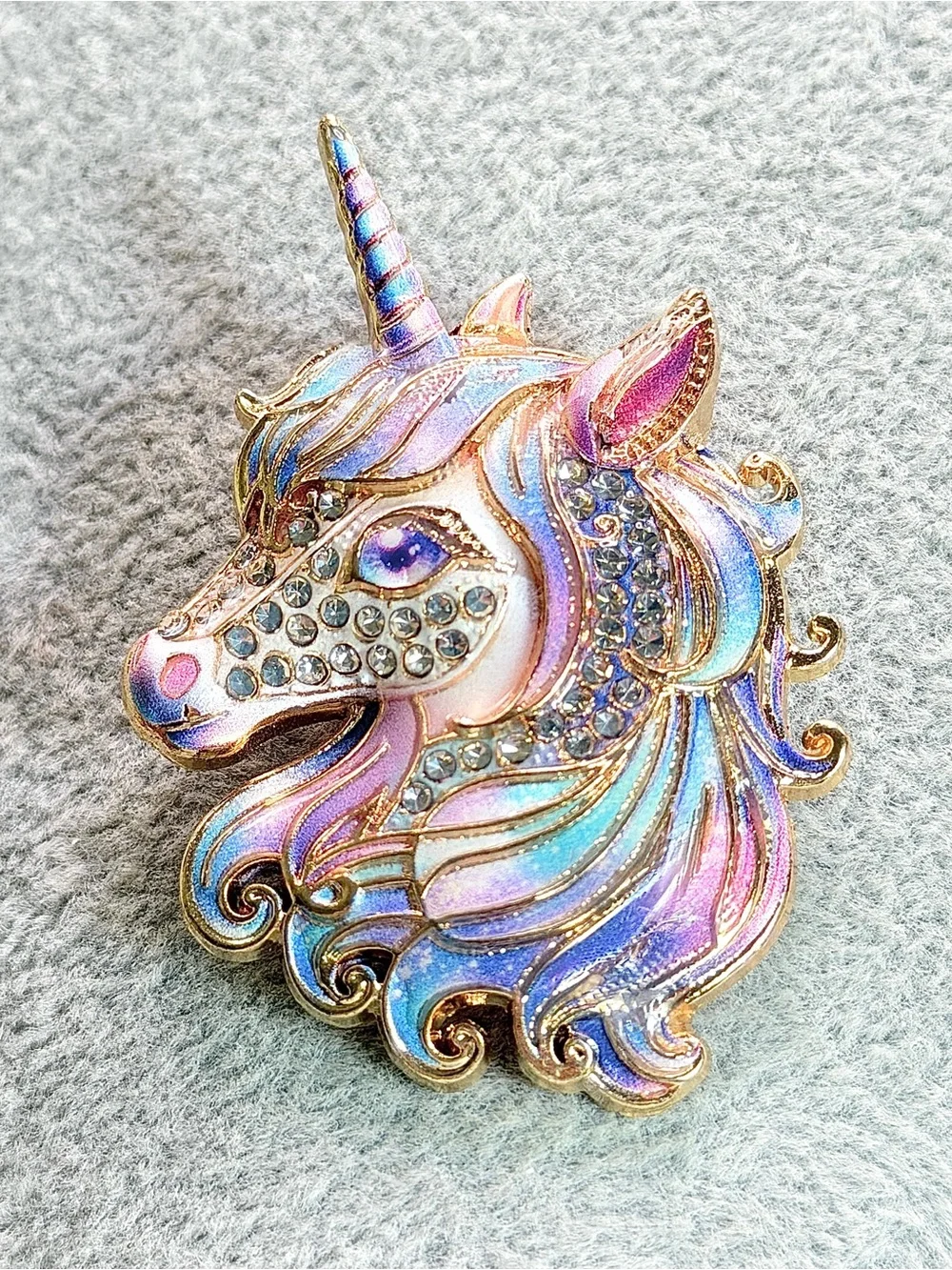 Unicorn Brooch in Beautiful Pastel Enamel & Rhinestone